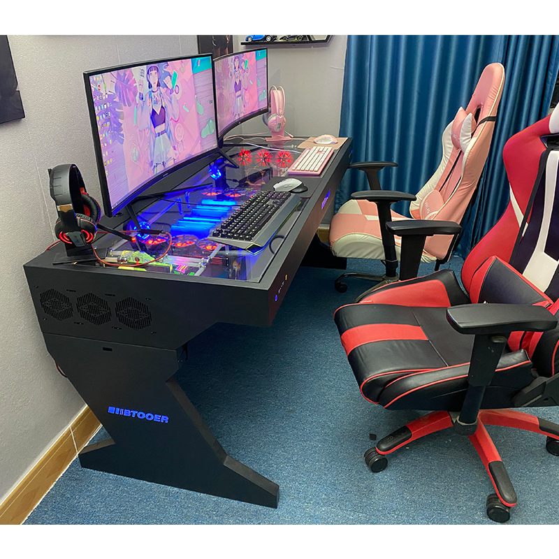 Btooer dual motherboard split water-cooled computer case integrated table electric competition high-end cool special-shaped modular MOD