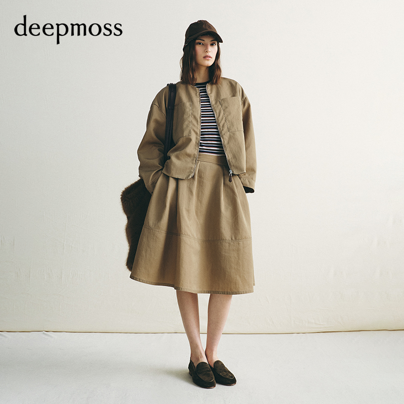 【Deepmoss】2026 Autumn and Winter New Style Casual Short Jacket in Sandy Tones