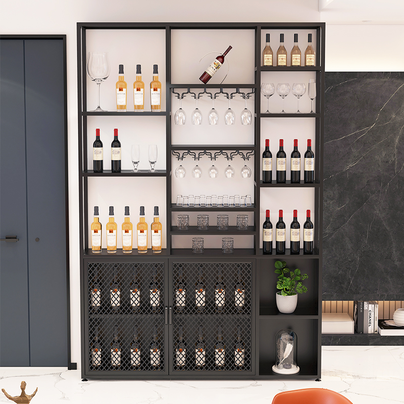Industrial Wind Red Wine Rack Bar Commercial Iron Art Foreign Wine Cabinet American Minimalist Wine Floor Display Cabinet