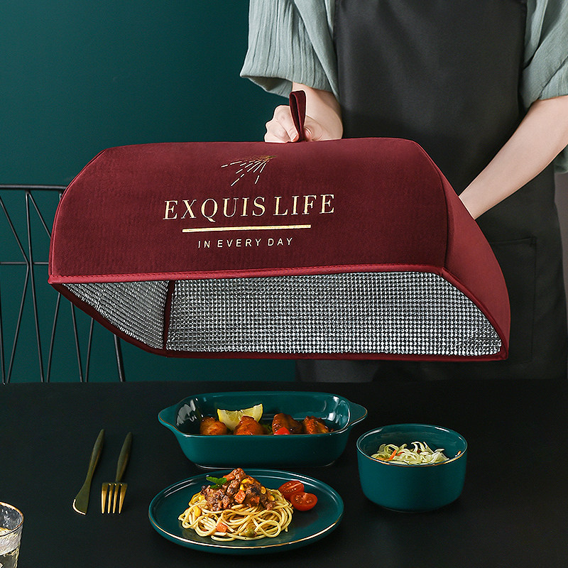 Home Folding Lid Vegetable Hood Kitchen Hot Vegetable Dust-Proof Vegetable Umbrella Winter Meal Insulated Theorizer Thickened Aluminum Foil Food Hood