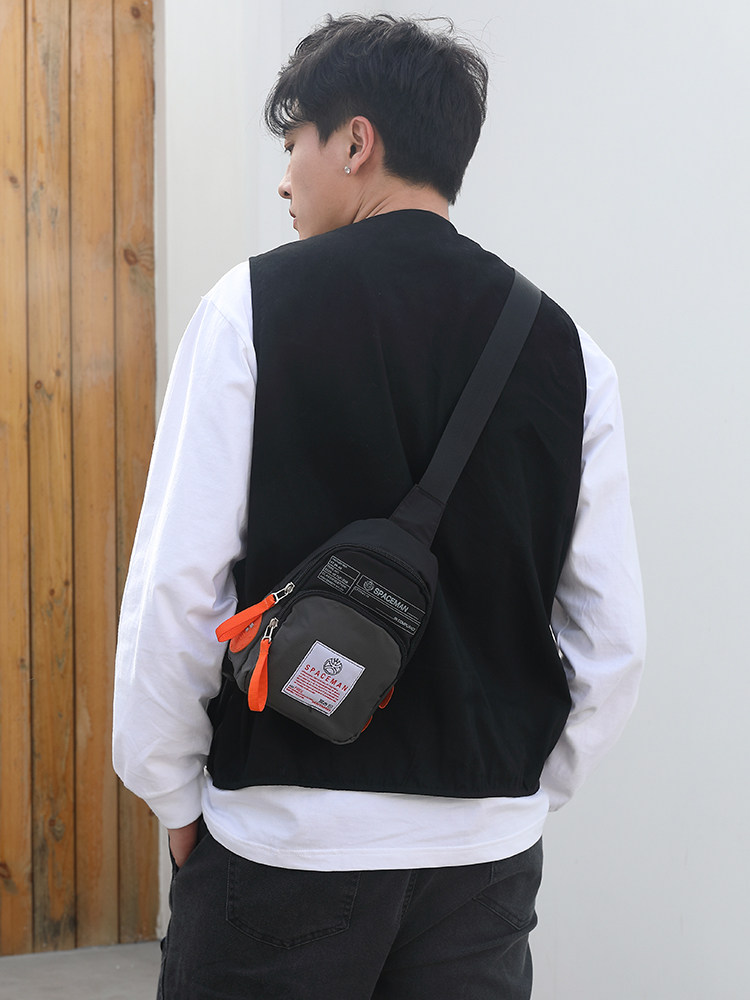 Spaman chest bag casual men's messenger bag outdoor sports shoulder bag travel canvas bag mini backpack men