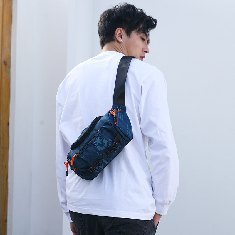 Large-capacity waist bag men's sports cross-body bag casual canvas chest bag men's shoulder bag new mobile phone small bag summer