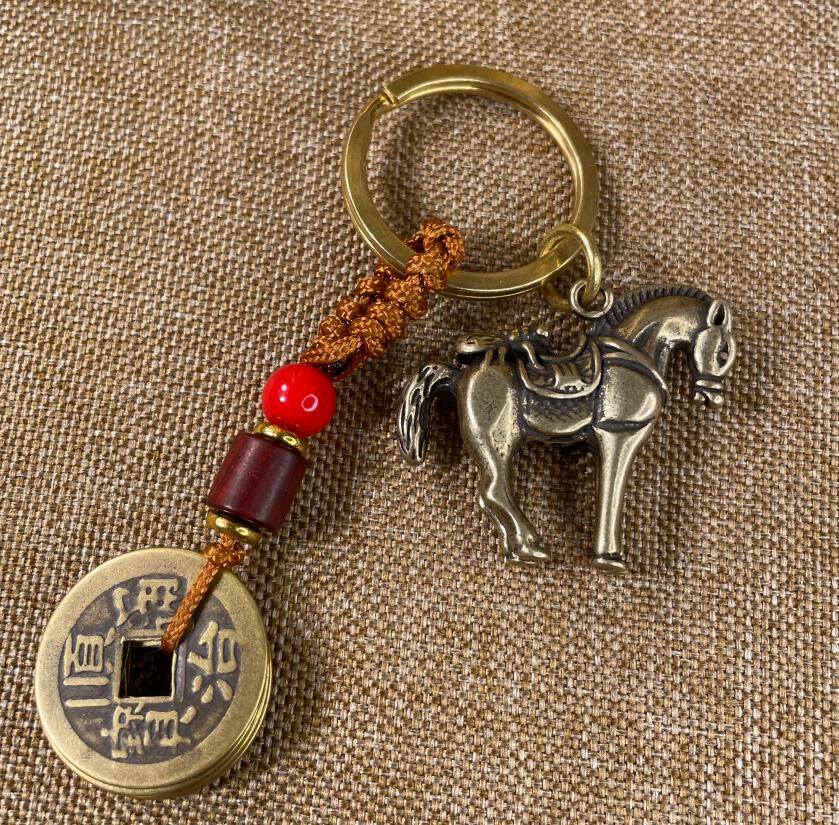 Ai Xi brass horse pendant car keychain pendant portable small pendant tremble sound with factory direct sales
