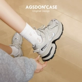 Серебряная весенняя сетчатая спортивная обувь для отдыха на платформе