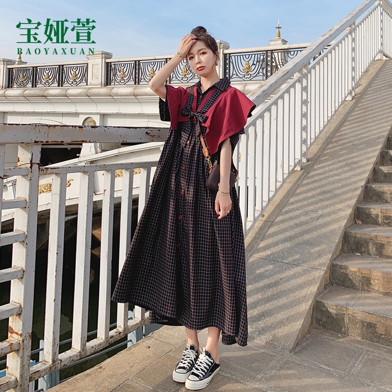 Summer high-end French maternity dress, large size, loose and thin, belly-covering summer skirt can be worn in summer fashion mom