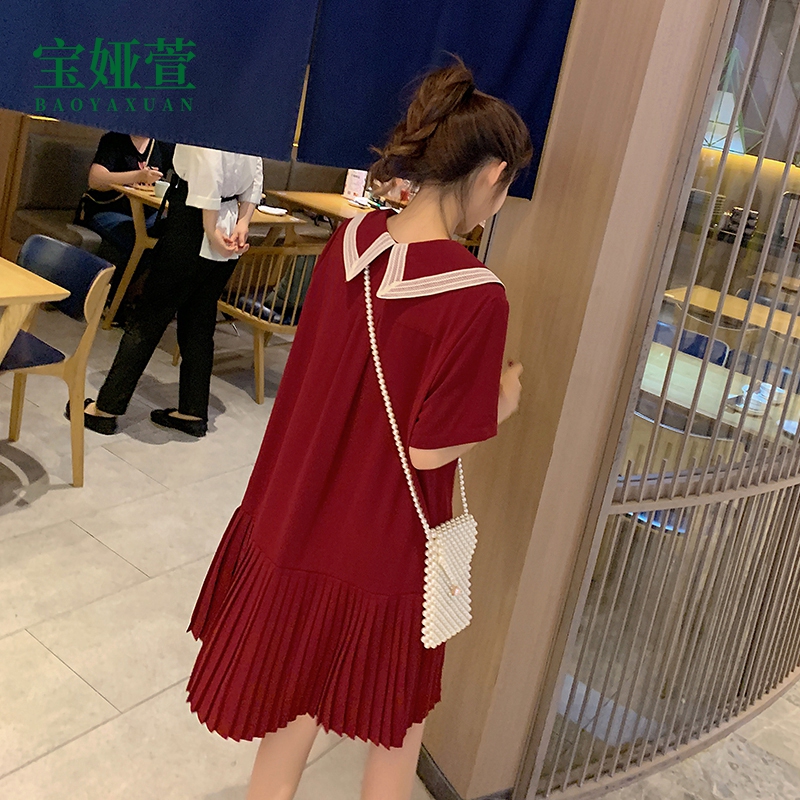 Net Red New Shirt Collar Minus age Large size Snow spinning 100 Pregnancy Foreign Dress Mid summer Breastfeeding Skirt