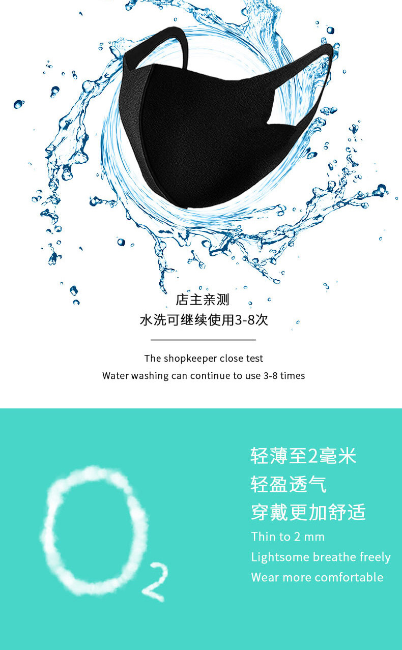 防尘透网红款口罩 6只装 图2