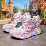 Обувь для девочек Zootopia, новинка 2026 года, весенняя новая детская спортивная обувь с мигалками, модная обувь для девочек и папы