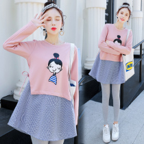 Pregnant women autumn coat women 2020 tide Hot Mom personality loose dress out fashion spring and autumn suit