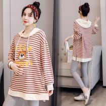 Pregnant women Spring suit set fashion long sweater new base shirt long sleeve t-shirt out Korean cotton top