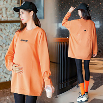 Pregnant women autumn set fashion 2021 new maternity dress Spring and Autumn long sleeve top dress Autumn Sweater tide