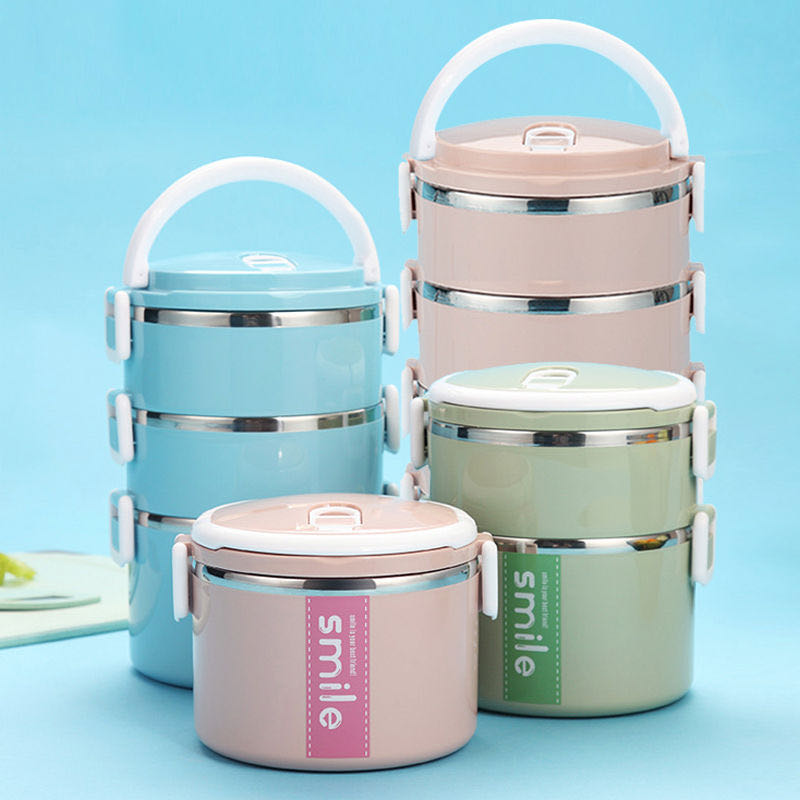 Food-grade heightened stainless steel thermal insulation lunch box office worker lunch box student female multi-layer lunch box insulation bucket compartment