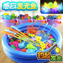 Indoor fishing toy pool magnetic set children fishing children catch off plastic fishing rod baby boy