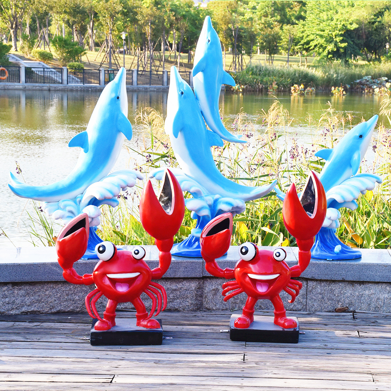 Outdoor Fiberglass Simulated Dolphin, Coral, Shell, and Fish Sculptures for Aquariums, Shopping Malls, and Pool Animal Decorations