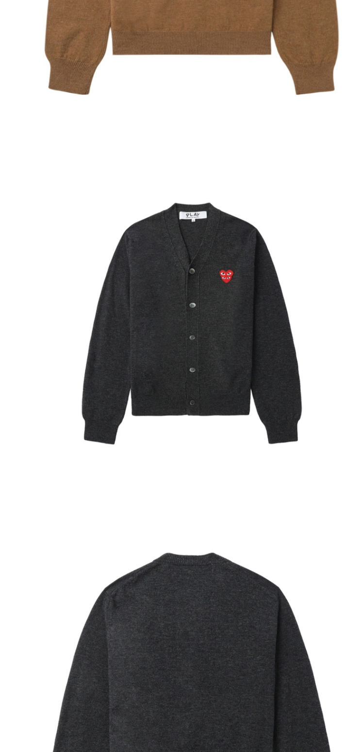 товар из китая it cdg play comme des garcons川久保玲情侣款基础羊毛针织开衫 I.t