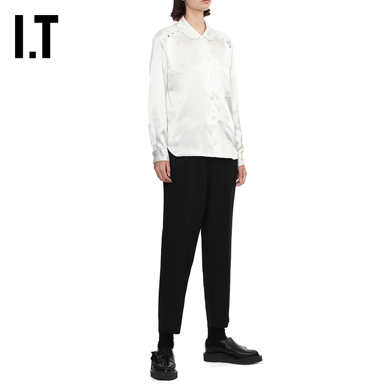 ИТ CDG COMME des GARCONS HOMME BLACK рубашка с воротником Питер Пэн, приталенная, с длинным рукавом
