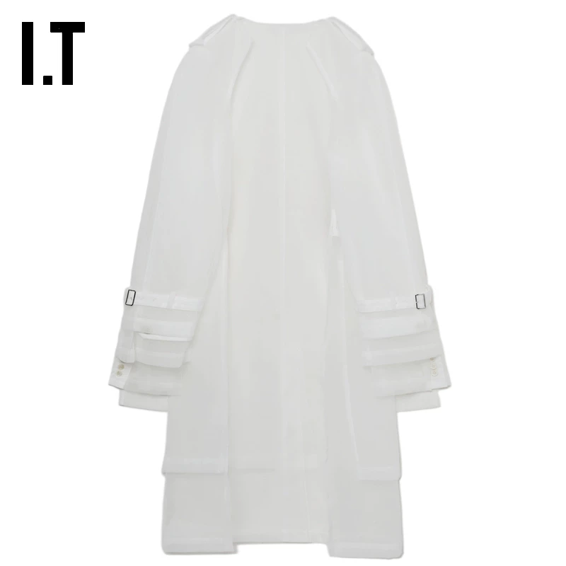 IT CDG COMME des GARCONS HOMME PLUS мужское средне-длиное платьево-сетчатое пальто и куртка-ветровка
