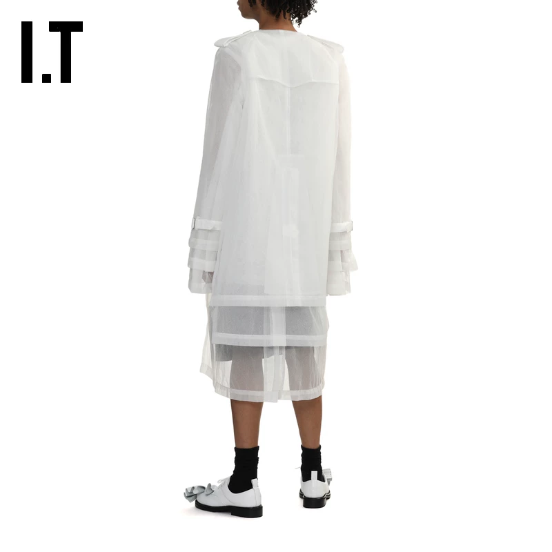 IT CDG COMME des GARCONS HOMME PLUS мужское средне-длиное платьево-сетчатое пальто и куртка-ветровка