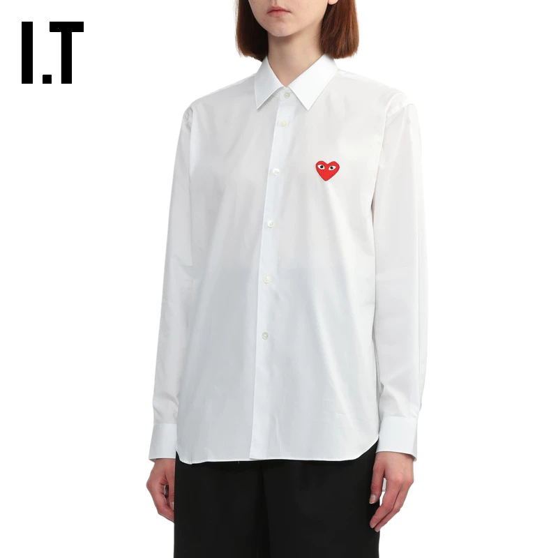 Кожаная куртка IT CDG PLAY COMME des GARCONS Rei Kawakubo пара в обтяжку с лацканом рубашка с длинным рукавом