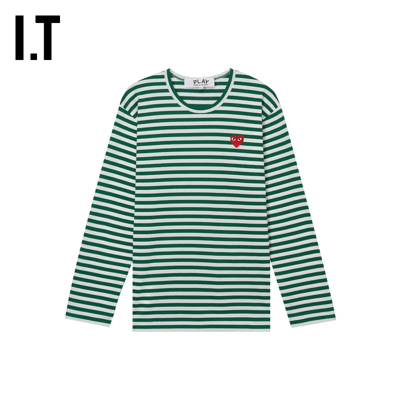 IT CDG PLAY COMME des GARCONS Kawakubo Rei пара striped длинными рукавами футболка освежающая и модная