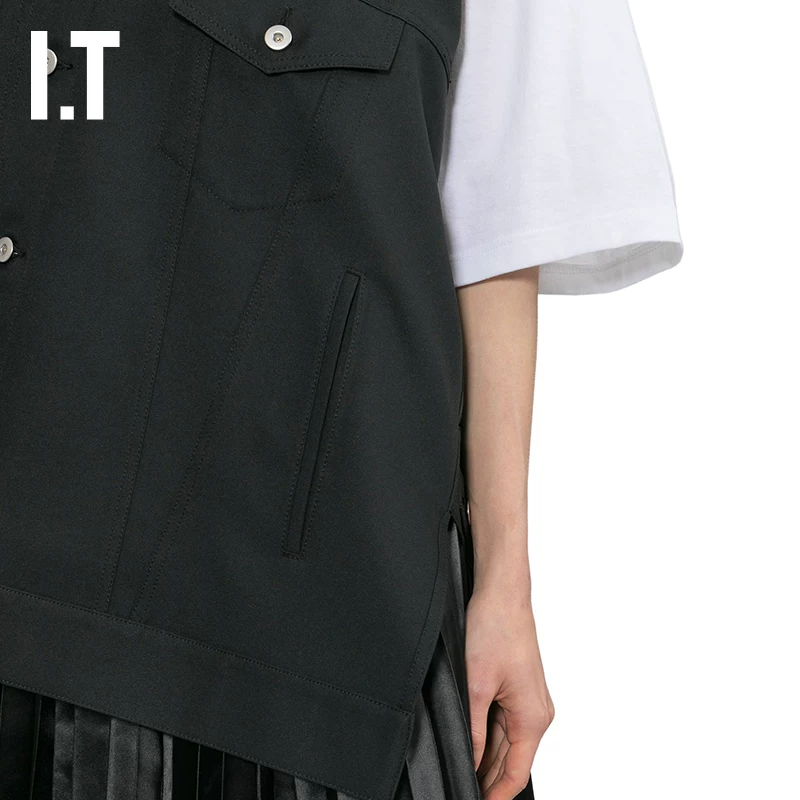 IT CDG COMME des GARCONS HOMME BLACK Стиль пары Диагонально-подкладочная свободная жилетка
