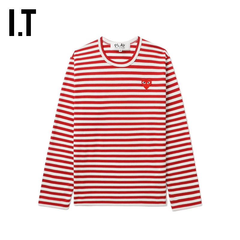 IT CDG PLAY COMME des GARCONS Kawakubo Rei пара striped длинными рукавами футболка освежающая и модная
