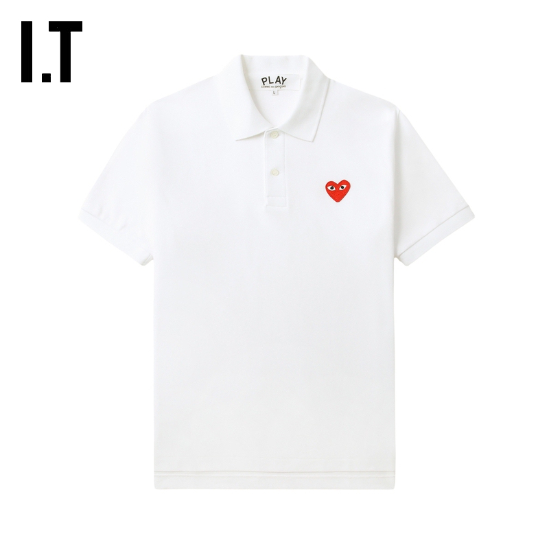 It Cdg Play Comme Des Garcons Rei Kawakubo Couple's Fitted Short-Sleeved Polo Shirt with a Turn-Down Collar