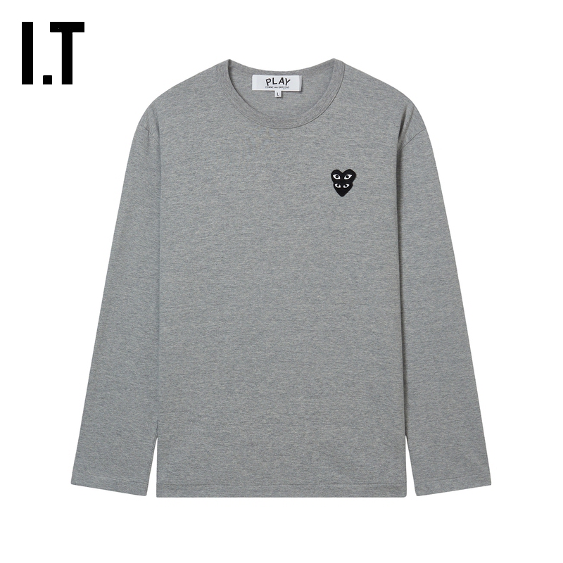 It Cdg Play Comme Des Garcons Rei Kawakubo Couple's Round Neck Long-Sleeved T-Shirt Casual and Simple