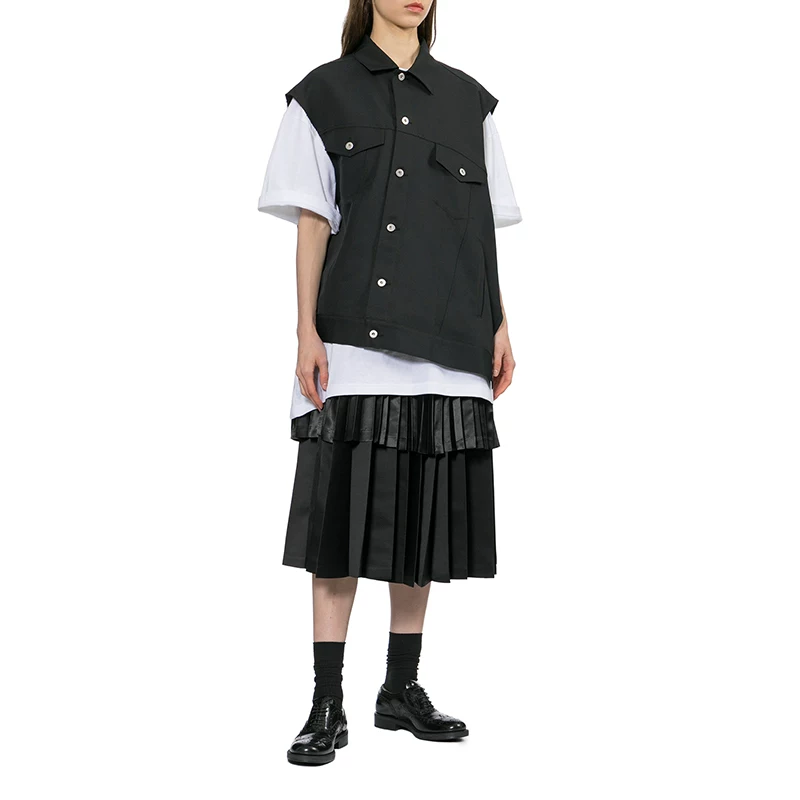 IT CDG COMME des GARCONS HOMME BLACK Стиль пары Диагонально-подкладочная свободная жилетка