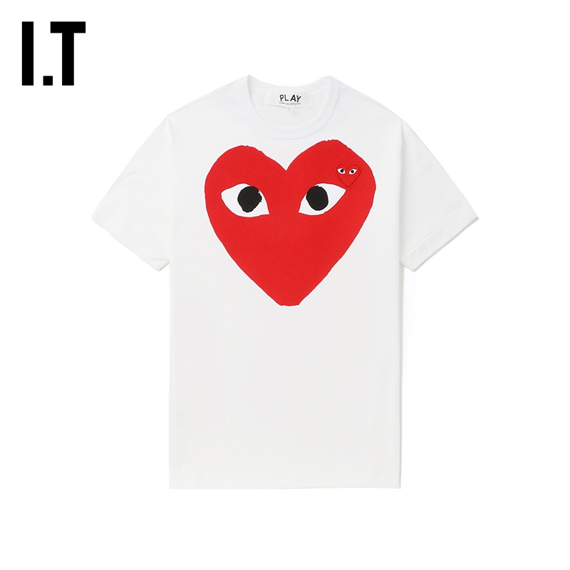 It Cdg Play Comme Des Garcons Rei Kawakubo Couple's Short-Sleeved T-Shirt with Heart Logo Decoration
