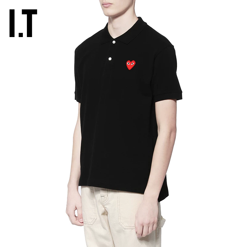 It cdg play comme des garçons Kawaku Ling мужская рубашка POLO красная вышивка любви