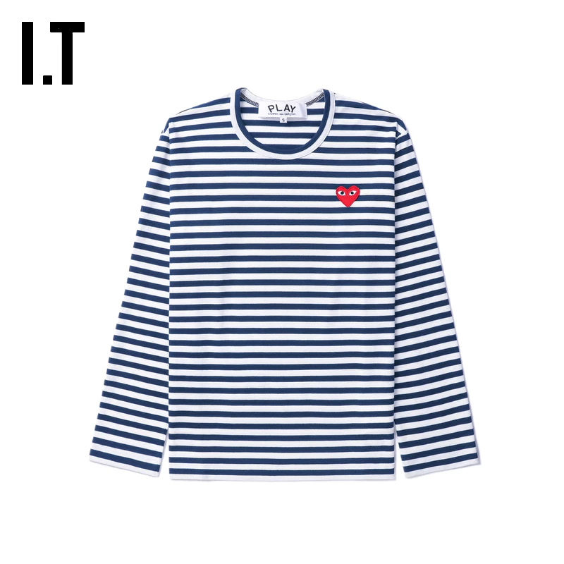 IT CDG PLAY COMME des GARCONS Kawakubo Rei пара striped длинными рукавами футболка освежающая и модная