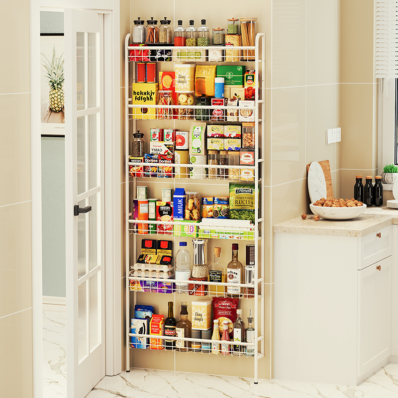 Over-The-Door Storage Rack, Floor-Standing, No-Drill Wall-Mounted Bookshelf, Wrought Iron Shelf, Space-Saving Wall-Mounted Kitchen Ultra-Thin Storage Rack