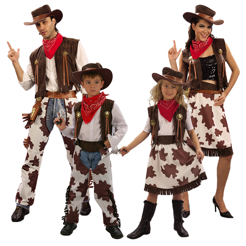 Halloween cosplay adult children boys and girls western cowboy style clothes parent-child school party costumes