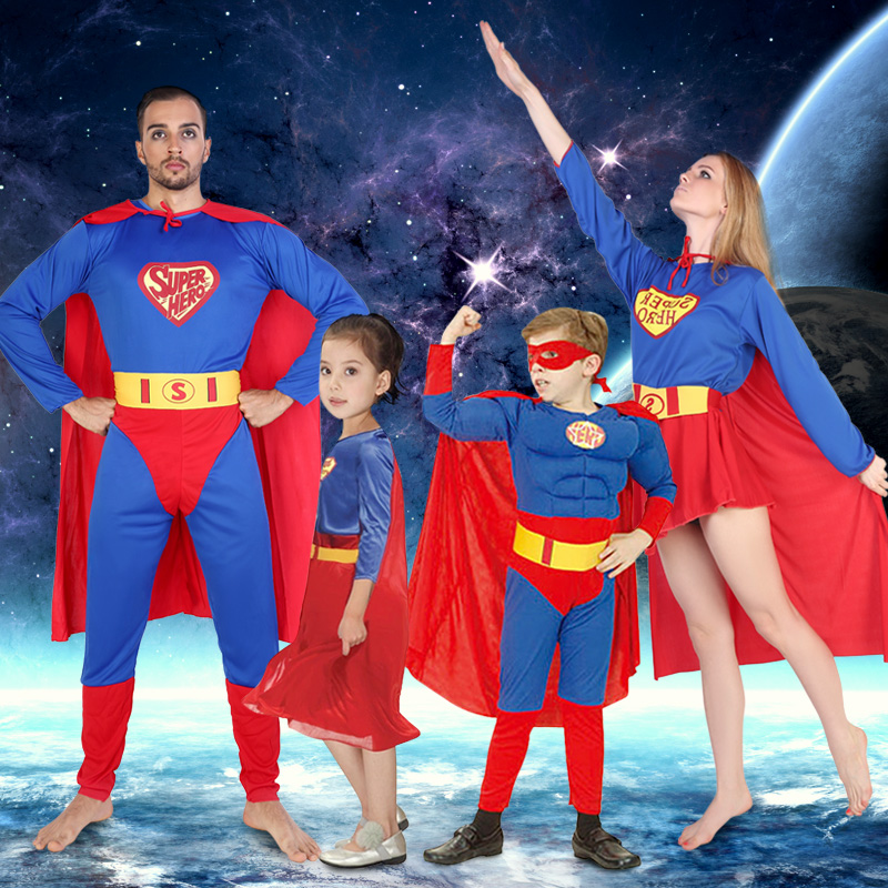 Halloween cos adult male and female muscle super cloak children's prom party kindergarten performance parent-child costume