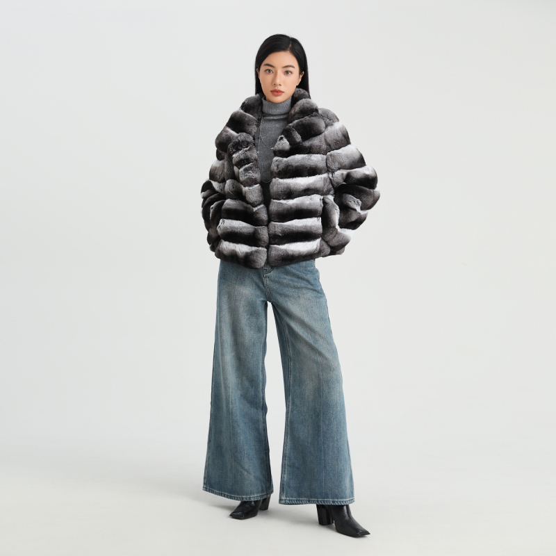 Bello Fur C225185 Original Color Xxxd Grade Blue-Violet Stand Collar Classic Totoro Fur Coat