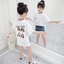 Girls short sleeve T-shirt Korean version of childrens 2020 summer clothes new middle and big girl foreign style cartoon top