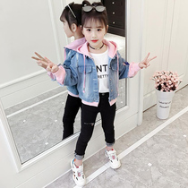 Girls denim coat spring and autumn 2021 New Korean version of childrens dress foreign style little girl spring casual top