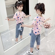Womens clothing summer short sleeve cotton T-shirt middle-aged childrens foreign style round neck jacket Korean version of childrens little girl 2020 New