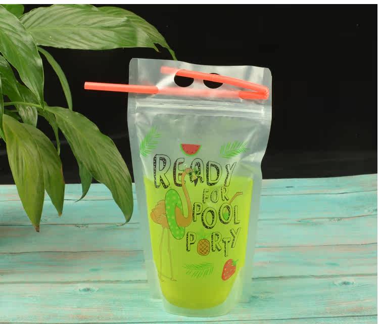 Напитков упаковки 饮料袋果汁奶茶袋血浆饮料创意网红一次性自封带吸嘴便捷外卖袋子