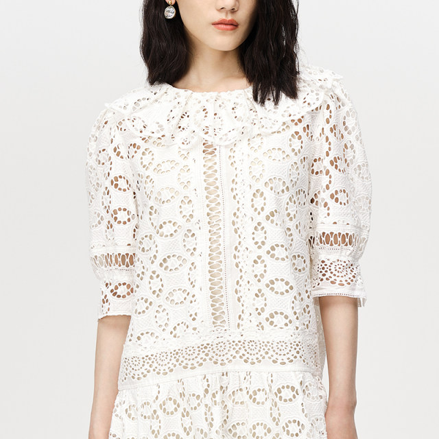 DAZZLE Disu Ole hollow lace collar dress ສອງສິ້ນ 2D3O5027B