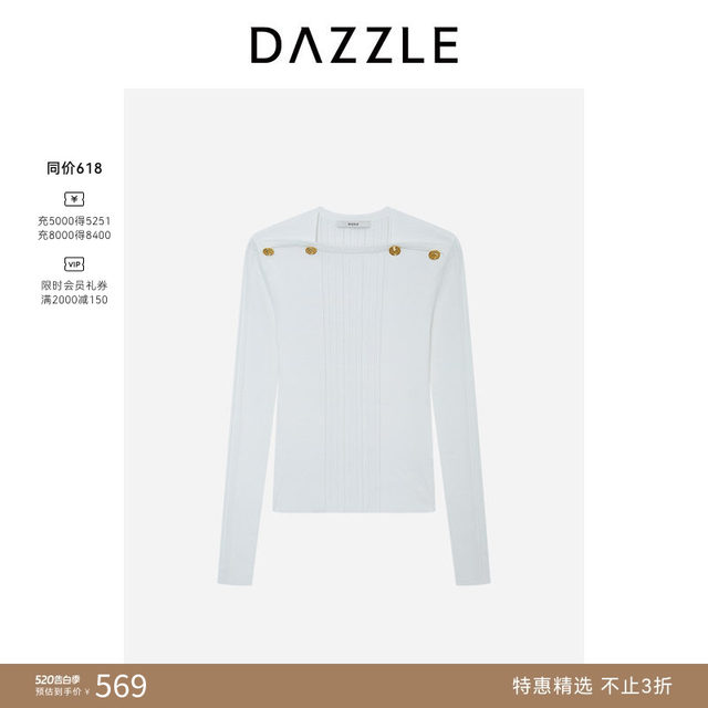 ເສື້ອເຊີດ DAZZLE Desu Ole ສີຂາວຂອງຜູ້ຍິງຖັກແສ່ວແຂນຍາວ