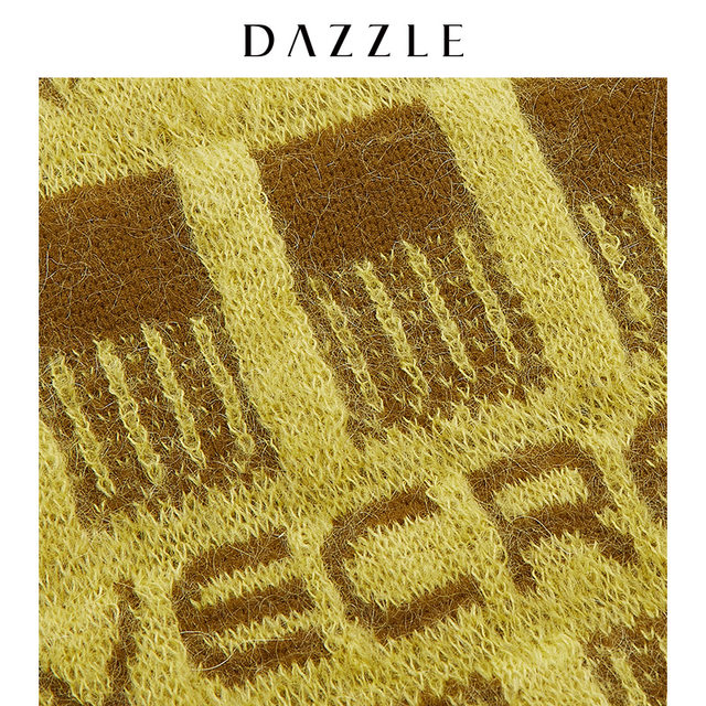 Dazzle Disu Outlet Plaid Jacquard Ribbon Round Neck Pullover Sweater for Women 2D4E4771V