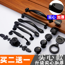 Hooton drawer cabinet small handle Black American wardrobe door handle Modern simple cabinet kitchen door European handle