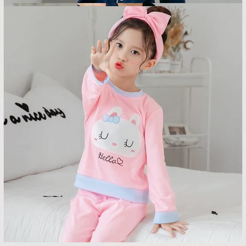 Trẻ em Pyjama 3 cô gái 4 áo dài tay 5 bông 6 mùa thu 8 trẻ em 9 năm mùa xuân cũ và cô gái mùa thu quần áo nhà thiết.