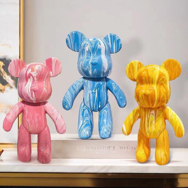 Fluid violence bear handmade diy material package homemade paint painting bear model net red creative living room light luxury decoration
