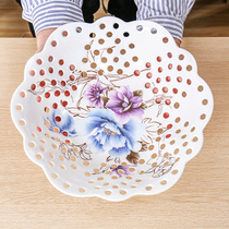 Creative imitation porcelain fruit basket living room coffee table Plastic dried fruit plate hollow drain basket snack plate household candy blue