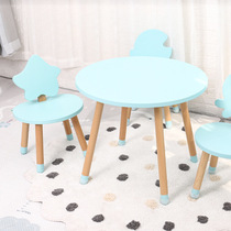 Baby reading writing eating table and chair set children's small desk household toy table solid wood learning table dining table