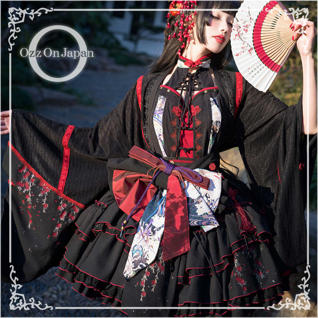 Ozz oneste / Precious Rose ショートジャケット 黒×赤 Y-24-11-21-080  