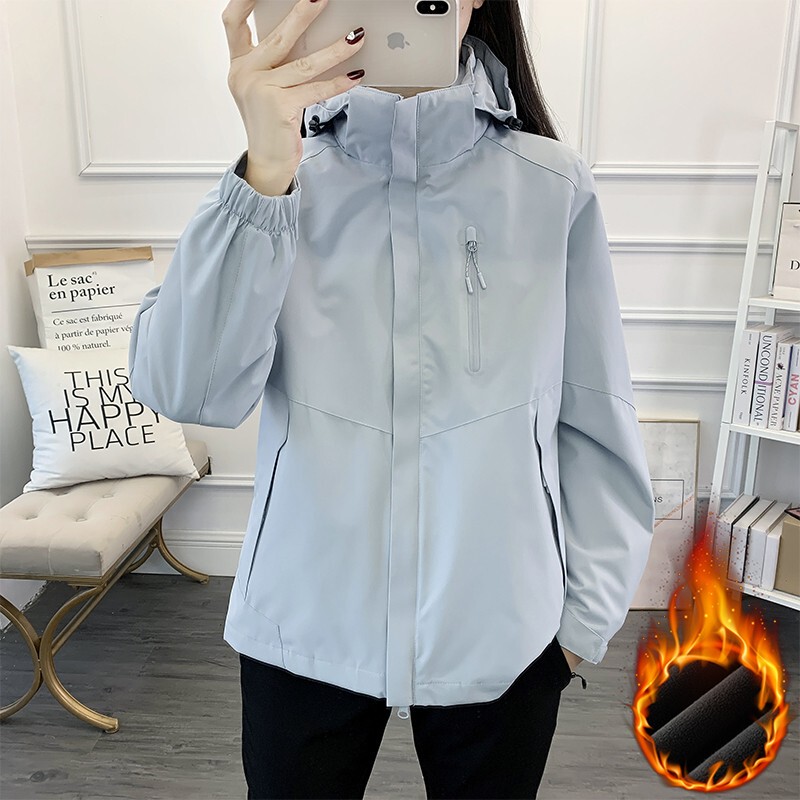 Moon Blue Women's 3-in-1 Jacket, Women's Outdoor Hardshell Jacket, Fleece Windproof and Waterproof Mountaineering Clothing, Trendy